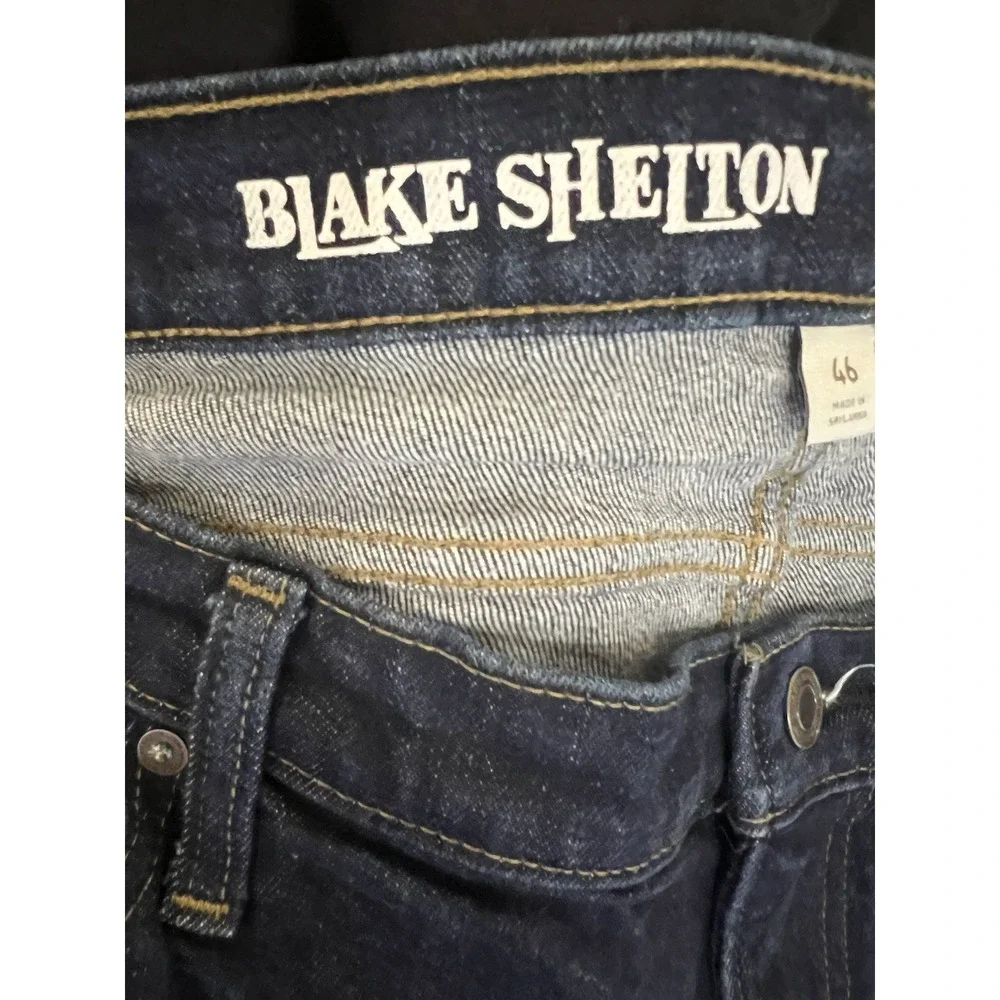 Blake Shelton Lands End Denim Jeans 46X29 Dark Wash Western Stretch‎ Straight